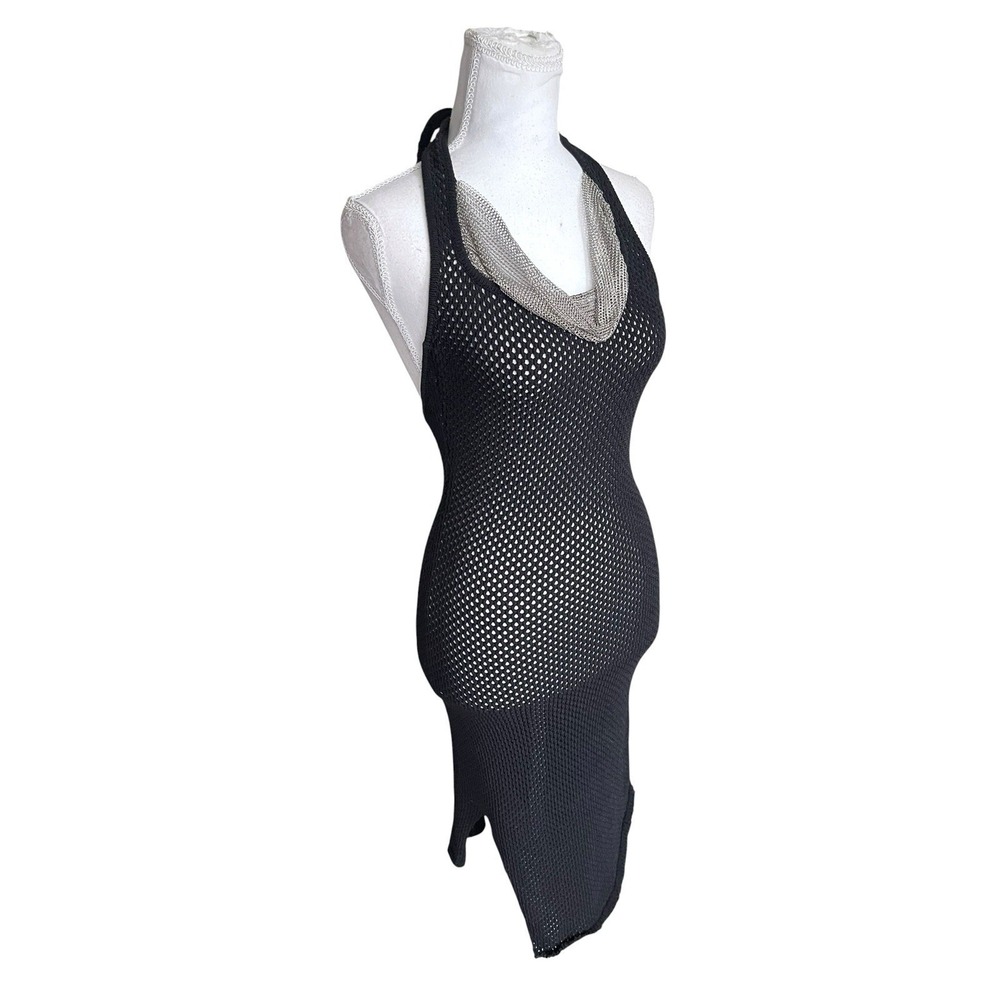 Aya Muse Deodar Knitted Sheer Dress Chain Link Swim Cover Up Resortcore FLAWED S - Picture 5 of 16